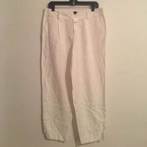 Ann Taylor White Linen Cargo Pants NWT