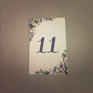 Handmade rifle paper table numbers 1-22