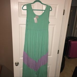 Green and Purple Maxi Dress
