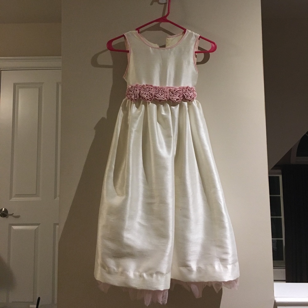 Jane Copeland satin dress with rosette trim