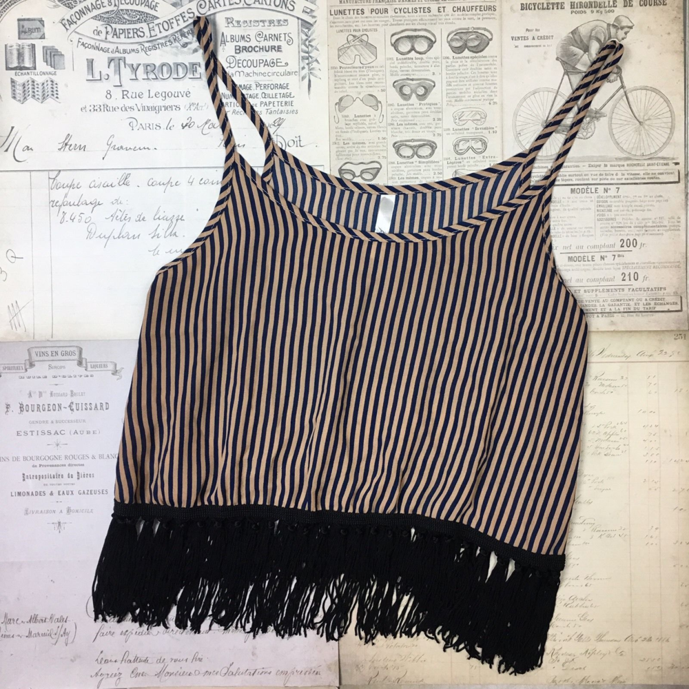 Crop Top Boho Tassels Striped Small Blouse Vintage