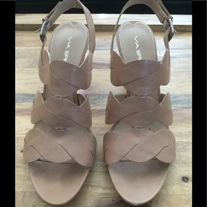 Via Spiga Slingback Beige Leather Heels