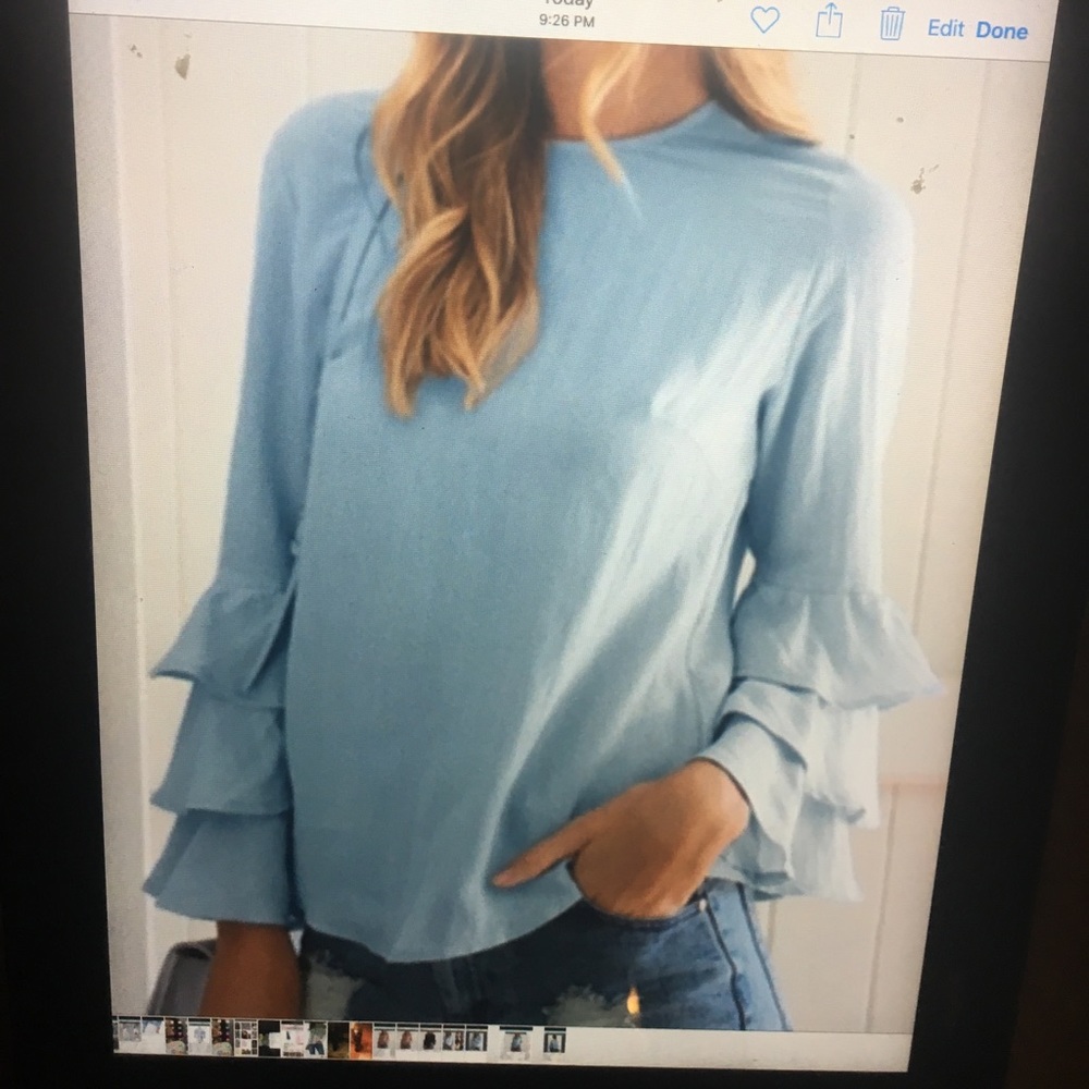 Elfin women pulllover ruffled sleeve blouse