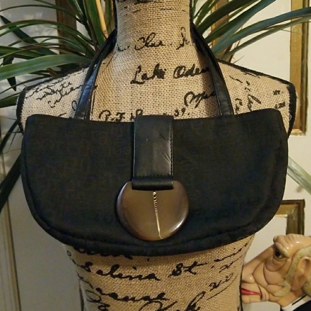 Entra Black Leather Trim Purse