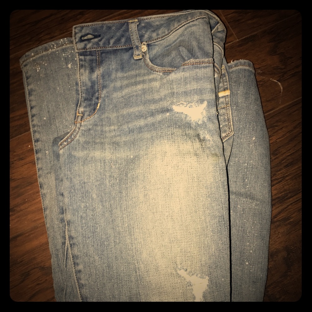 Glitter American Eagle Straight Leg Jeans