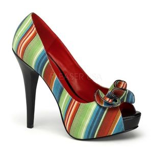 ❤️ Stripe Pin Up High Heel Shoes