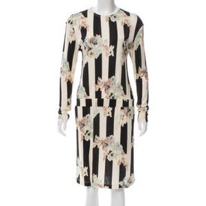 SUNO Long Sleeve Floral Print Dress