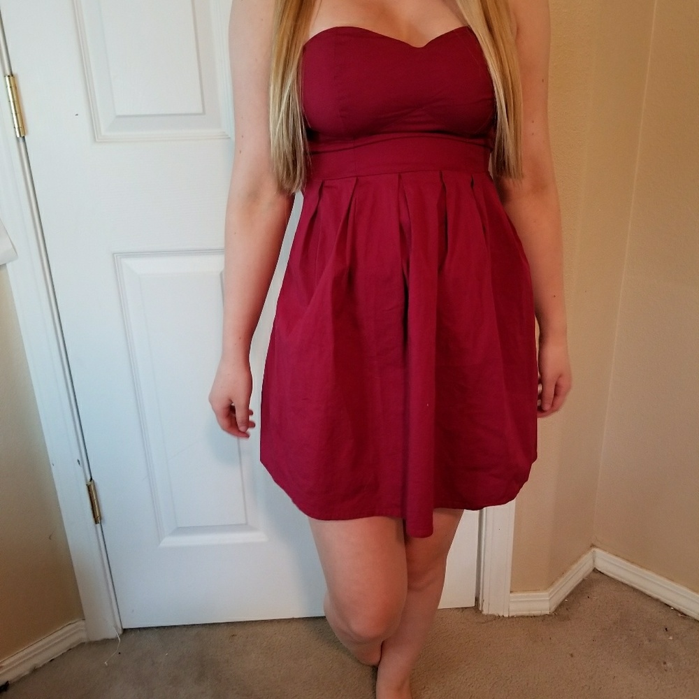 Maroon Strapless dress