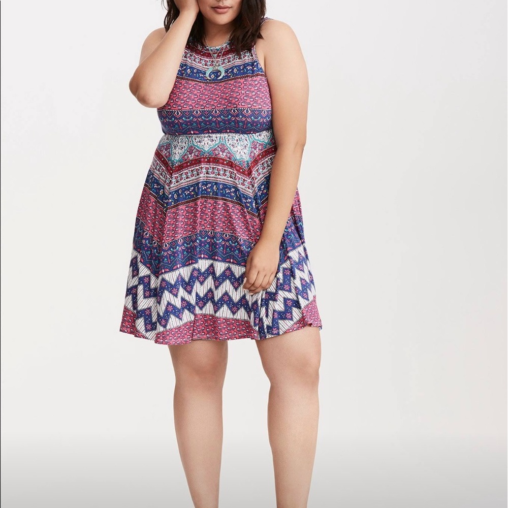 NWT Torrid border print jersey skater dress 1x