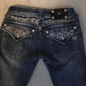 Miss Me jeans- size 25 silver feathers