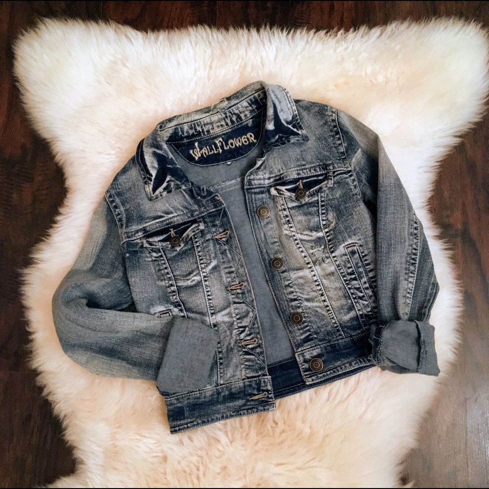 Distressed half denim jacket