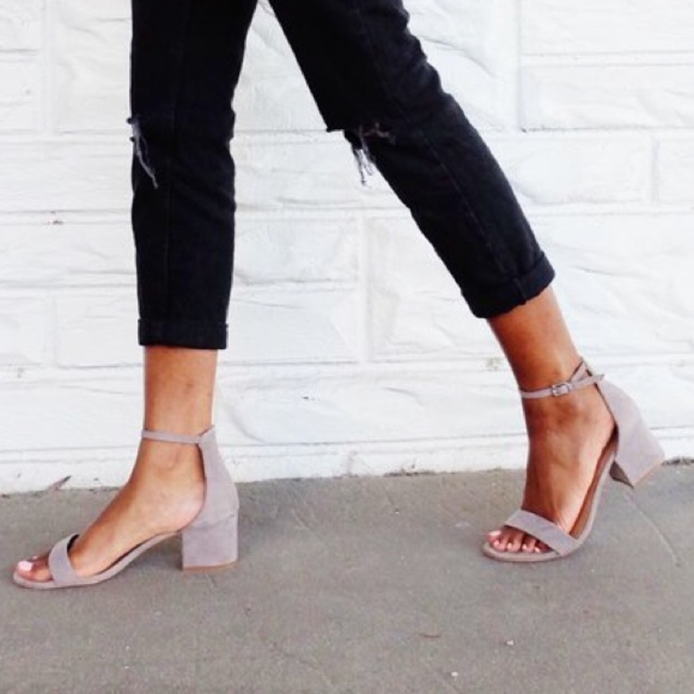 Suede Block Sandal Heels