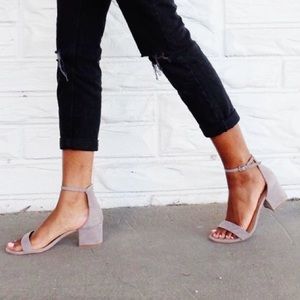 Suede Block Sandal Heels
