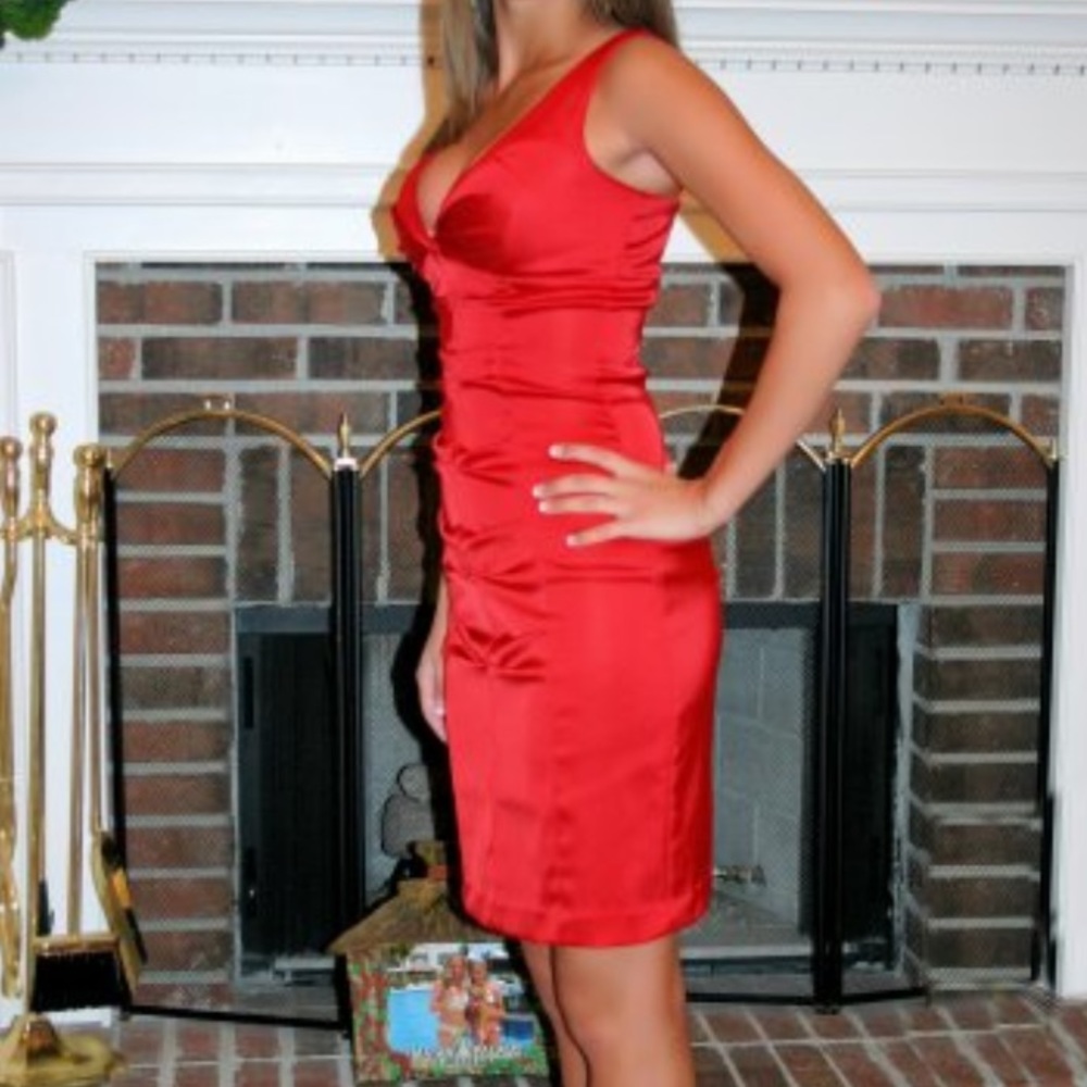 Red Cache cocktail dress.