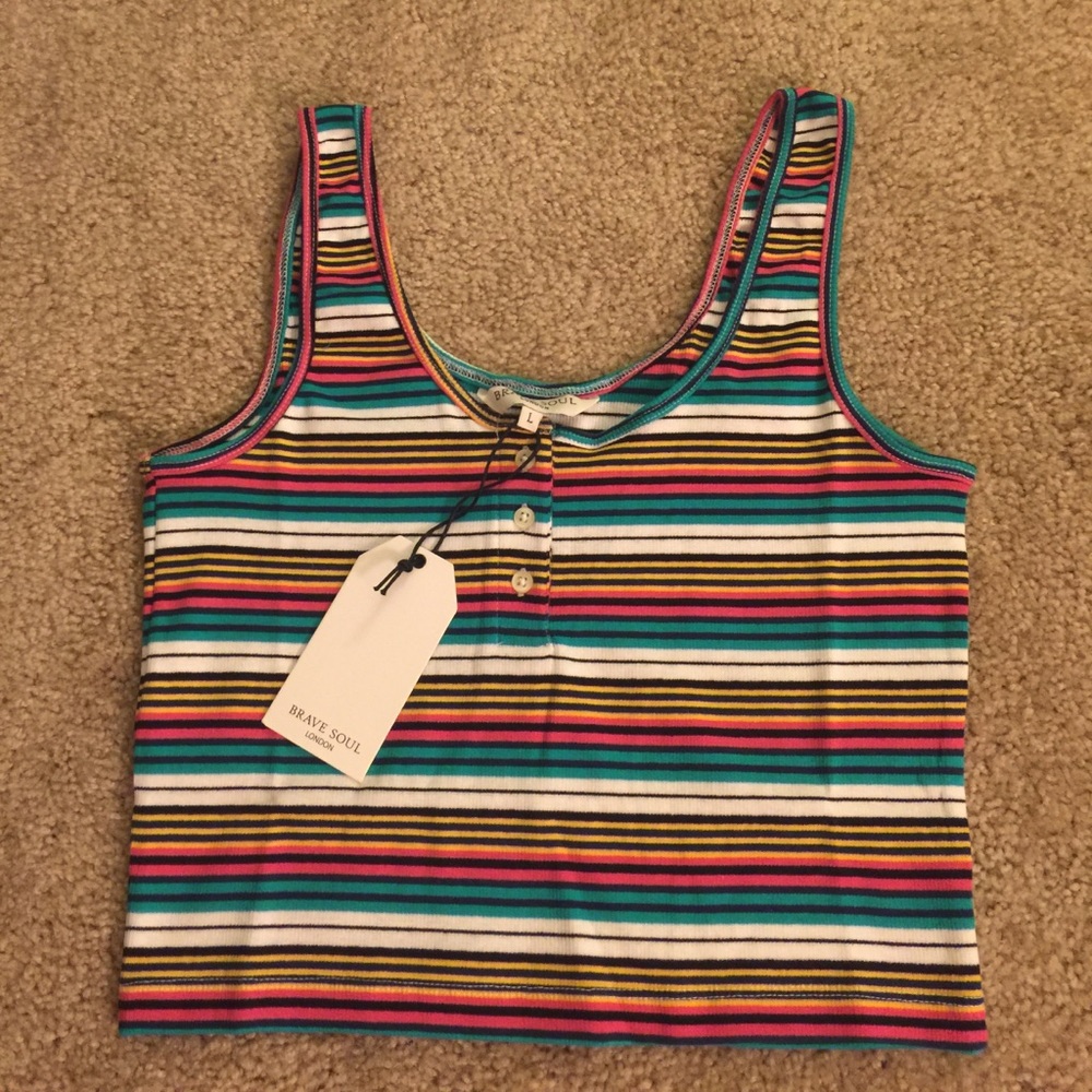Striped Boohoo tank top/ crop top