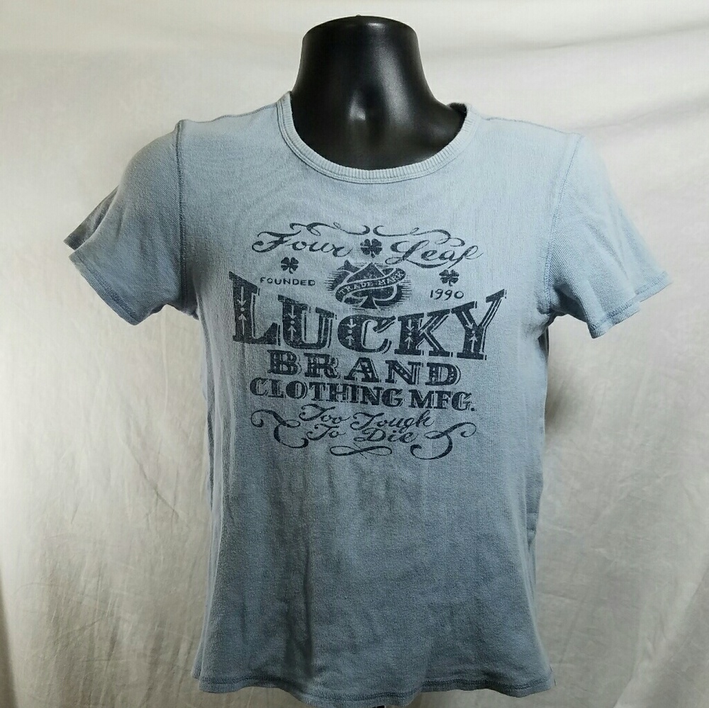 Lucky Brand Womens Blue Graphic T-Shirt Sz M