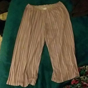 Purple and white vertical stripe pajama pant capri