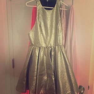 Alice and Olivia gold dress