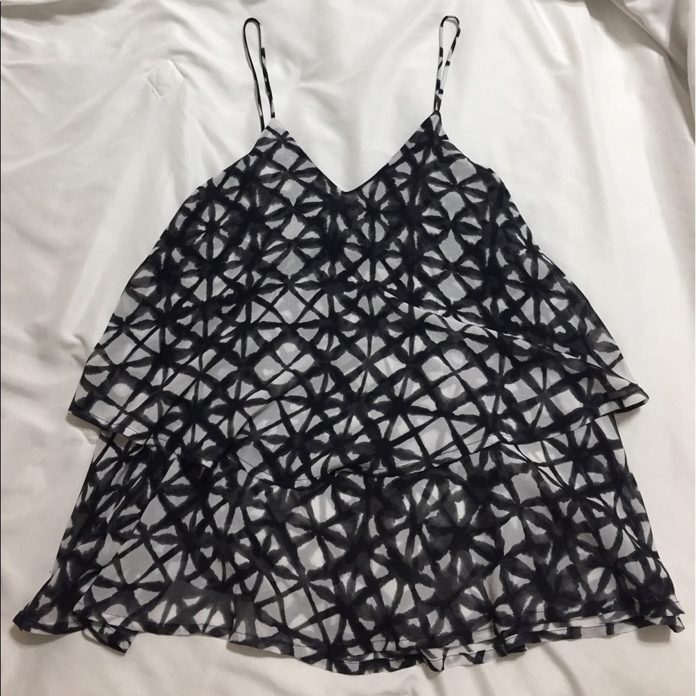 Black + White Flowy Tank Blouse