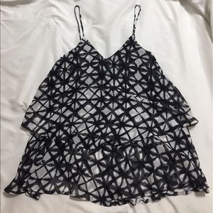 Black + White Flowy Tank Blouse