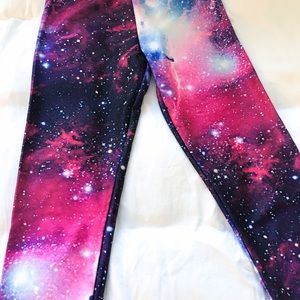 Pink/ Purple/Blue Galaxy Leggings; Small