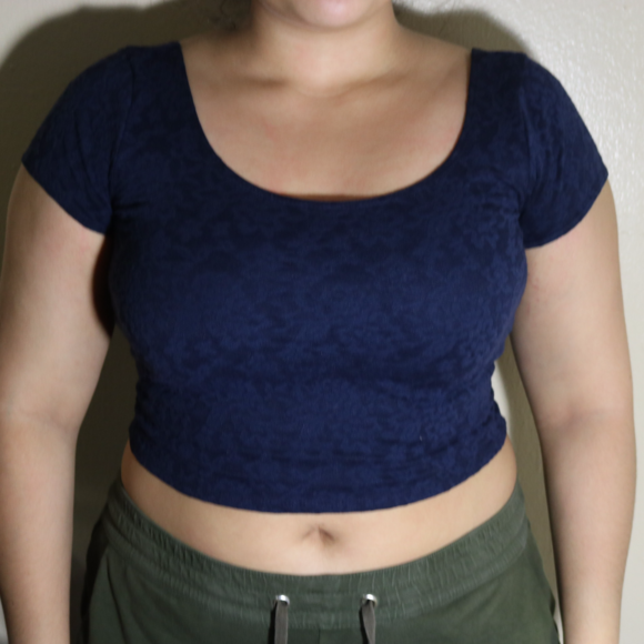 NAVY BLUE CROP TOP - Picture 1 of 3