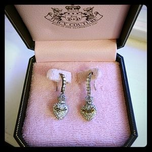 Juicy Couture earrings, silver with diamond hearts