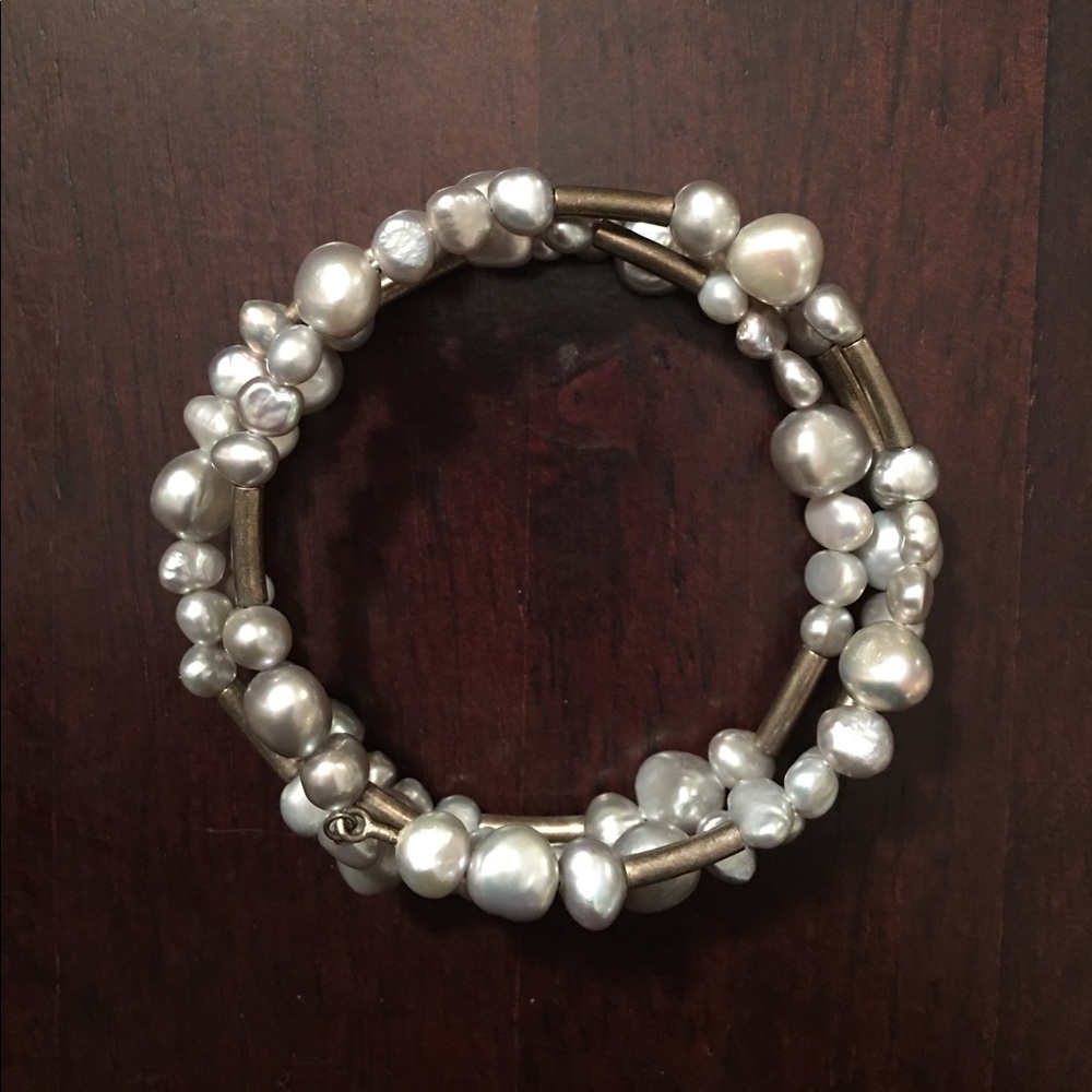 Silpada .925 gray freshwater pearl wrap bracelet.
