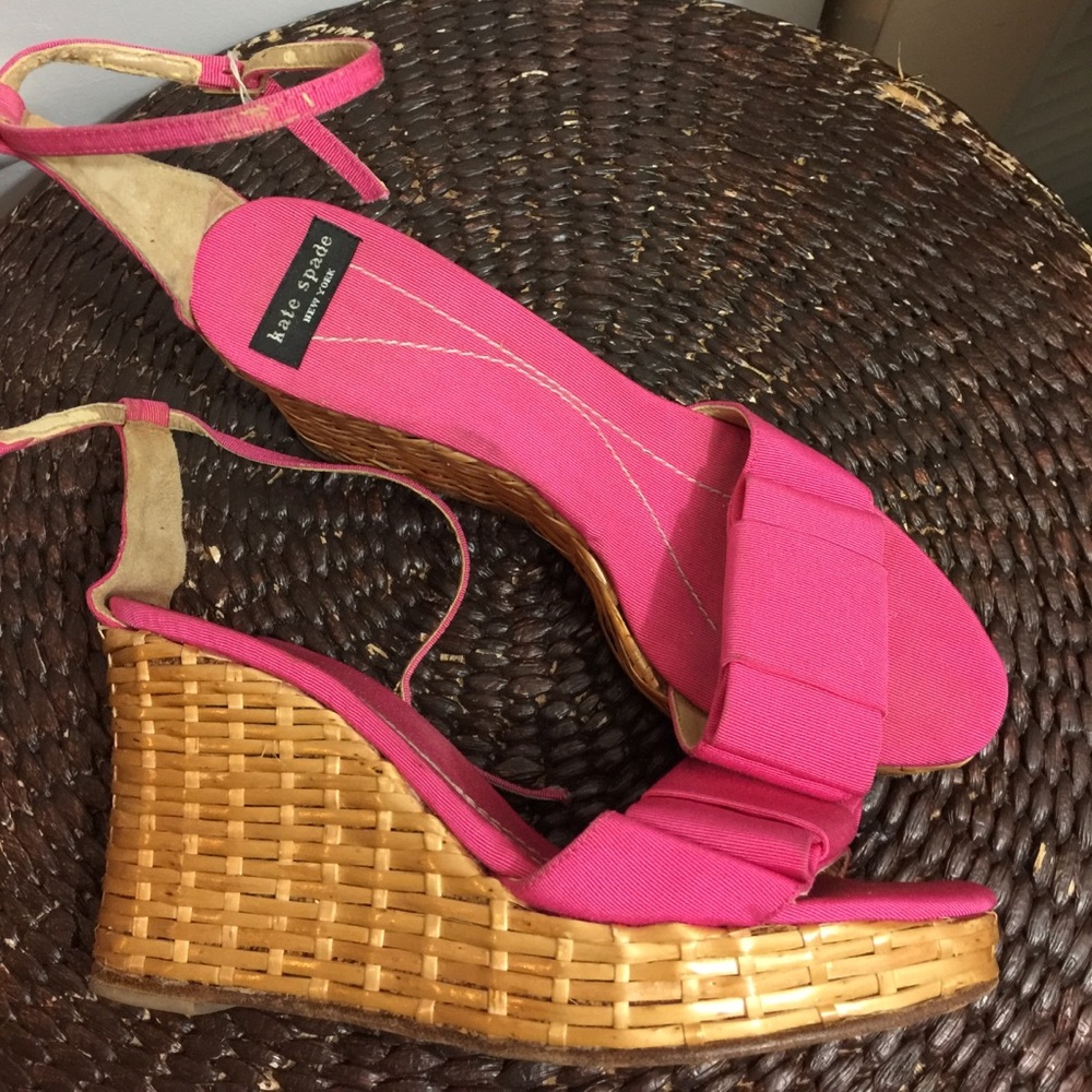 Kate Spade 7B Pink Ankle Strap Wedge