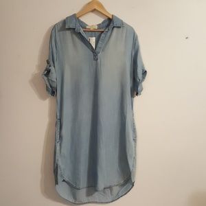 SALE! Chambray Short Sleeve Shirt Dress