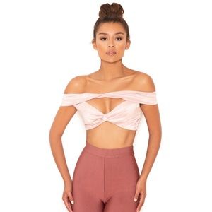 Pink Satin Crop Top