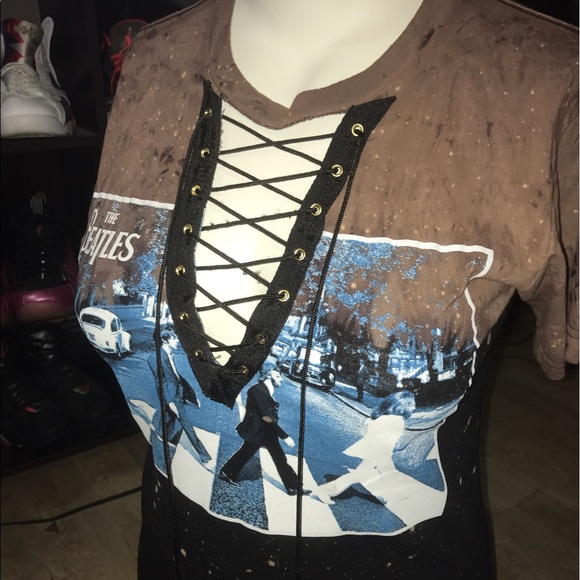 the beatles custom lace up shirt m from meshach s closet the beatles custom lace up shirt m from meshach s closet