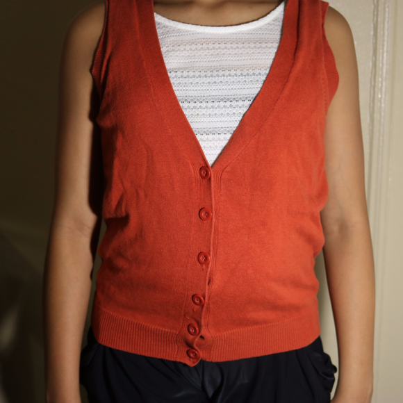 ORANGE SLEEVELESS CARDIGAN - Picture 1 of 5