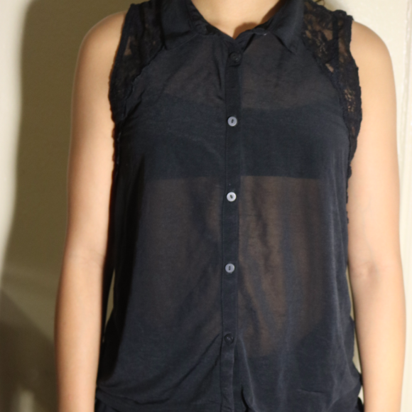BUTTON DOWN TRANSPARENT BLOUSE - Picture 1 of 3