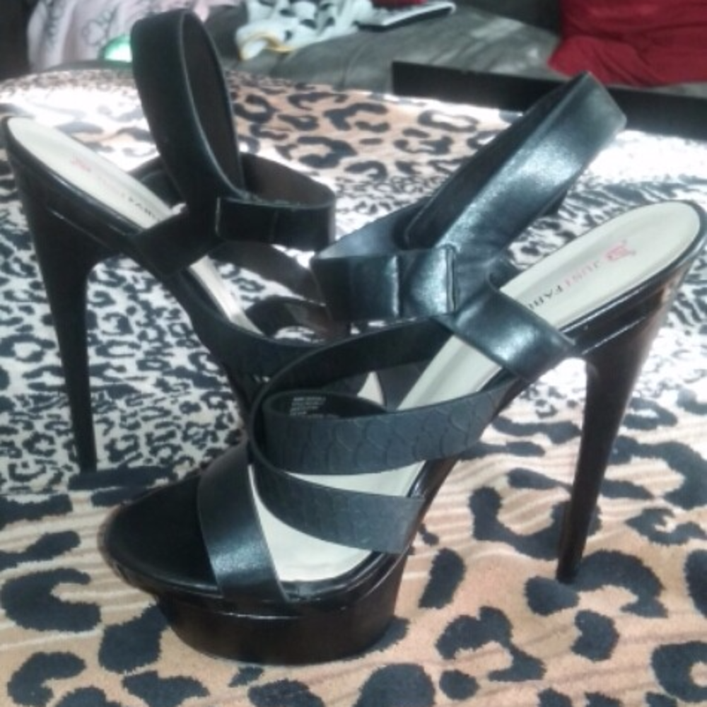 JustFab Black Strap Heels