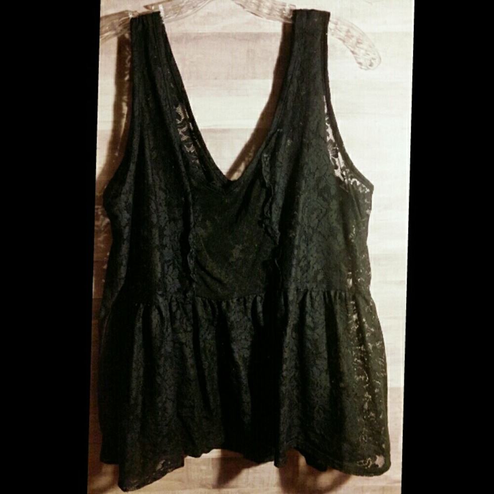 Torrid Sheer Black Lace Babydoll Top Size 18/20