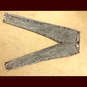 Acid wash, high waisted denim pants