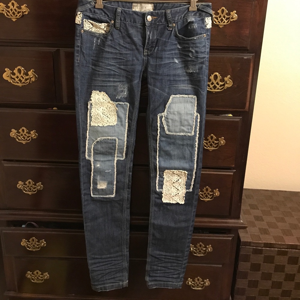 Free people patchwork jeans size 26
