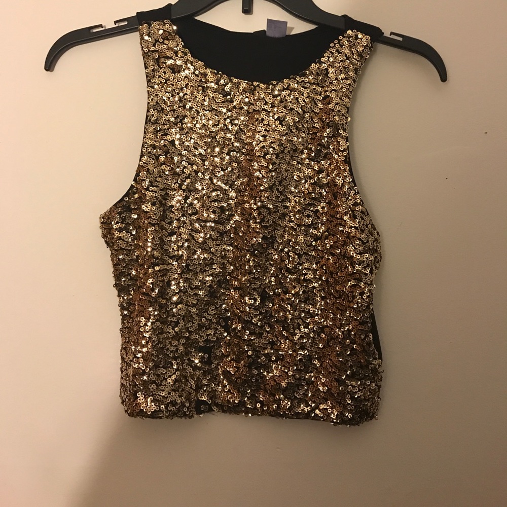Sequin sleeveless crop top