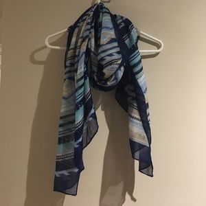 Charming Charlie's printed scarf w blue border