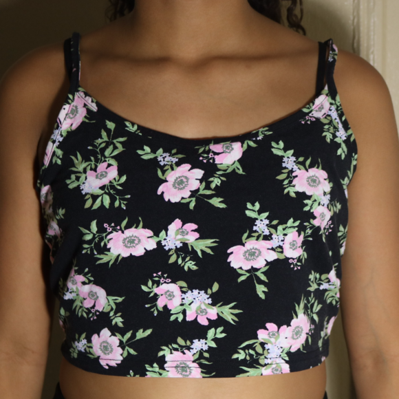 FLOWER PRINT CROPPED TANK TOP - Picture 1 of 5