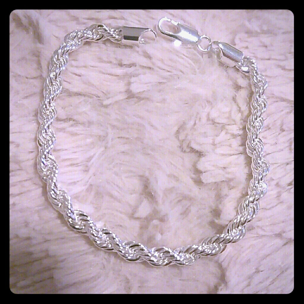 925 stamped silver rope bracelet