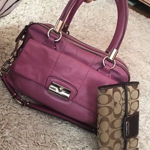 Coach Purple Satchel + Coach wallet