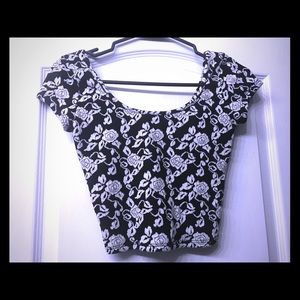 Floral black and white crop top from PacSun