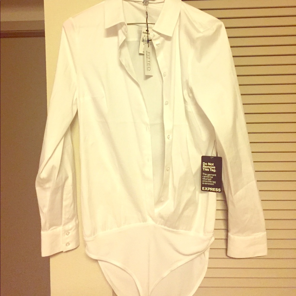 Express Bodysuit Fitted White Shirt