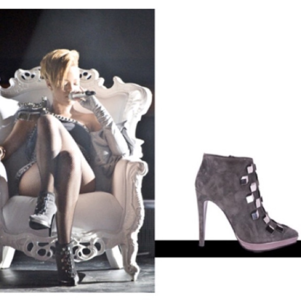 Suede silver studded ankle boots