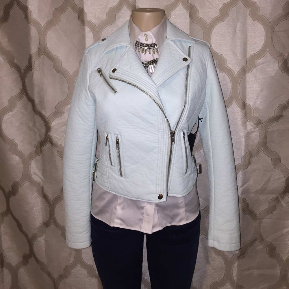 Beautiful mint color motorcycle jacket