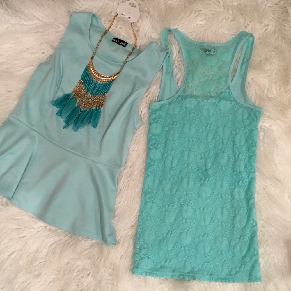 TEAL 2 TANK TOP- TWO PC BUNDLE!!!