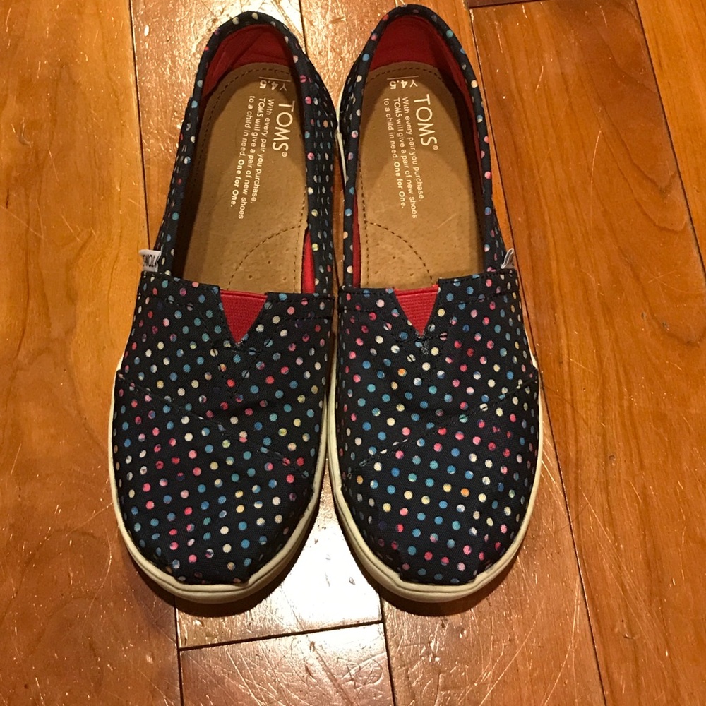 Ysize 4.5 TOMS blue canvas multicolor polka dots