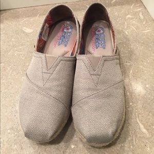 Skechers BOBS Taupe Canvas Wedge Espadrilles